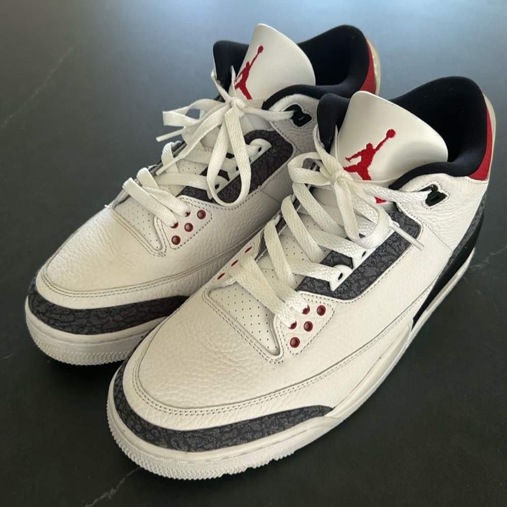 Nike Air Jordan 3 Retro"Fire Red Denim"Size 10, Authentic,No Box 100%AUTHENTIC